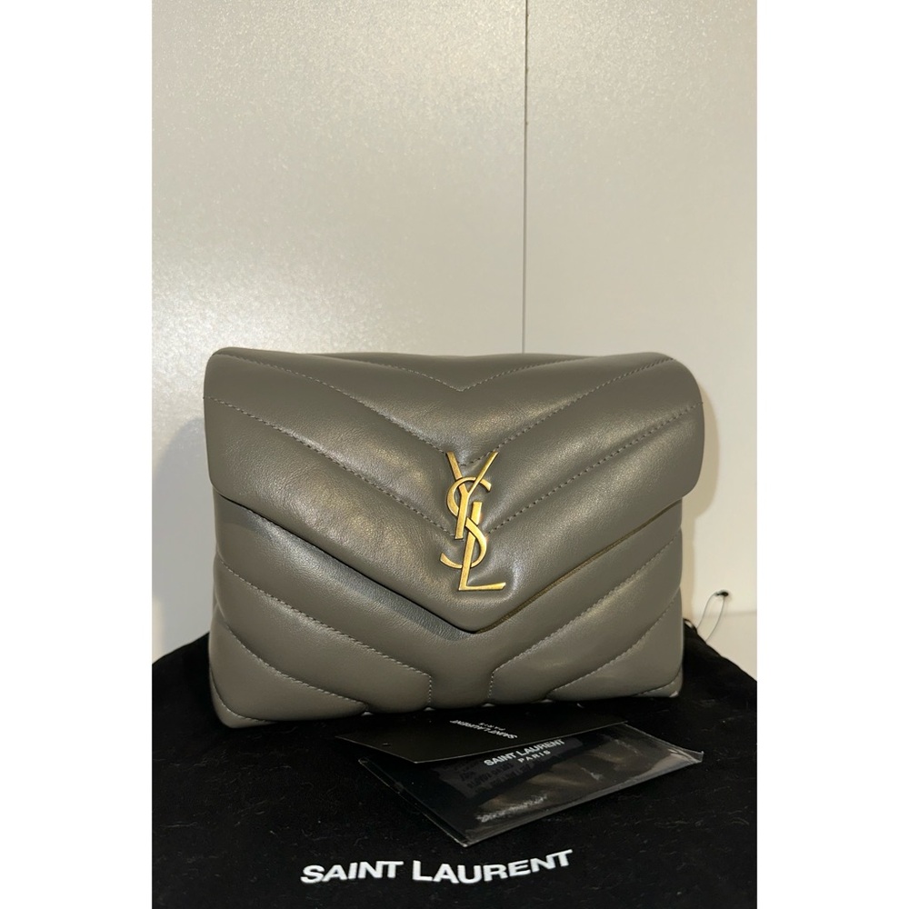 SAINT LAURENT YSL TOY LOULOU KHAKI GREY LIKE NEW